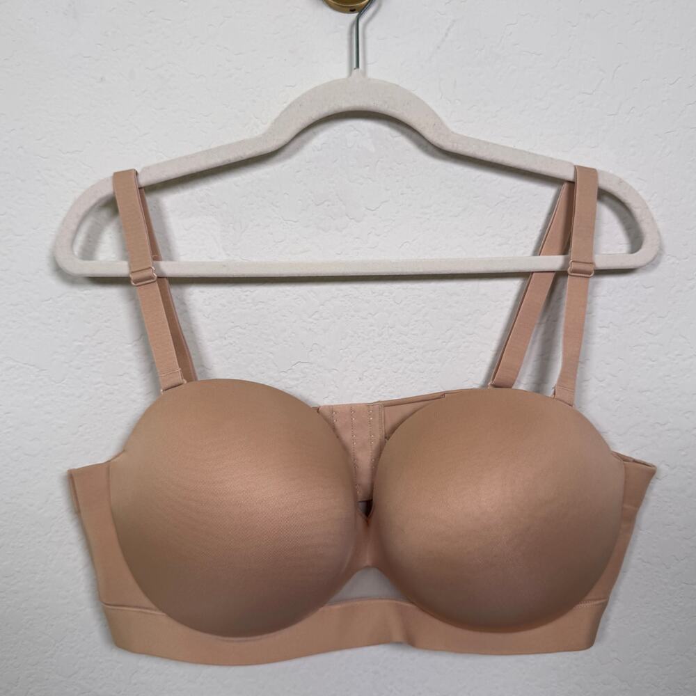 Cacique Womens Comfort Bliss Plunge Strapless Bra Size 42D Underwire Beige